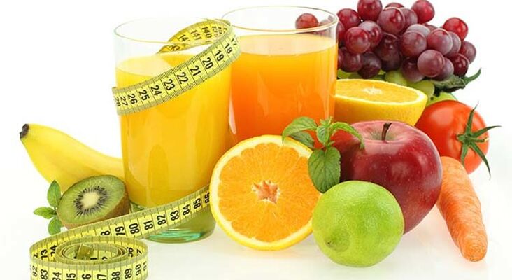 Favori diyette kilo kaybı için meyve, sebze ve meyve suları
